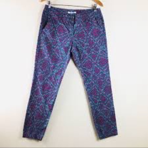 CAbi Palm Beach crop pants Multicolor Patterned Button-Up womens 8 strech - Picture 10 of 16